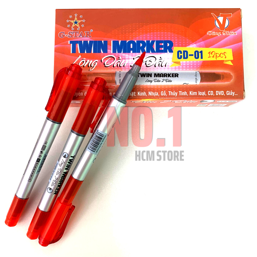 Hộp 12 cây bút lông dầu cd 2 đầu gstar cd-01