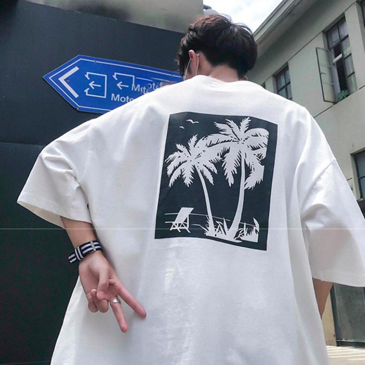 XẢ HÀNG - ĐỒNG GIÁ 19K Áo thun nam form rộng in hình Dừa Biển độc đẹp, vải dày mịn mát