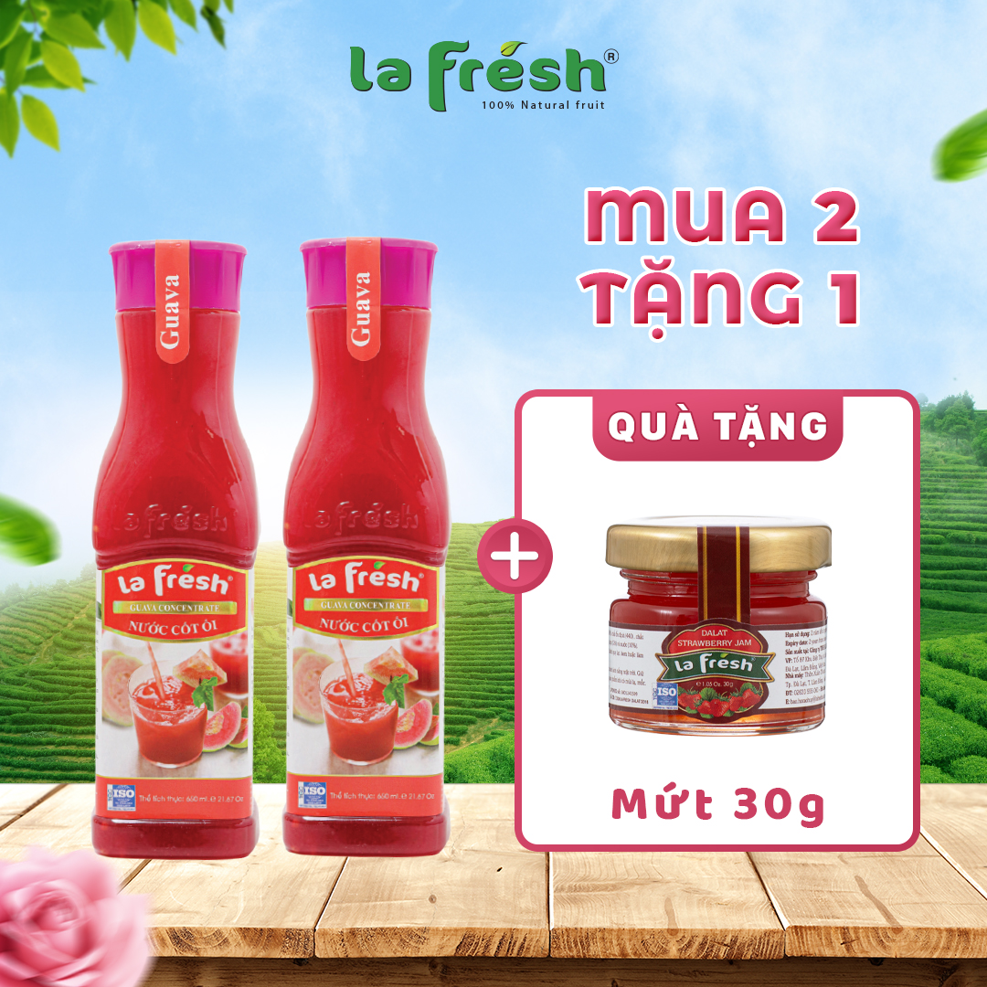 Nước Cốt Ổi Lafresh Đà Lạt Chai 650ml - Ổi nguyên chất Đà Lạt