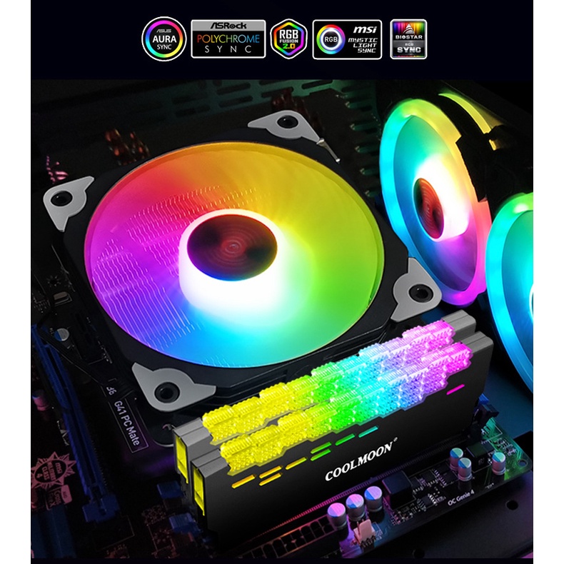 Tản nhiệt chip CPU CoolMoon T500 – Topdown, 5 ống đồng ( Intel – AMD )