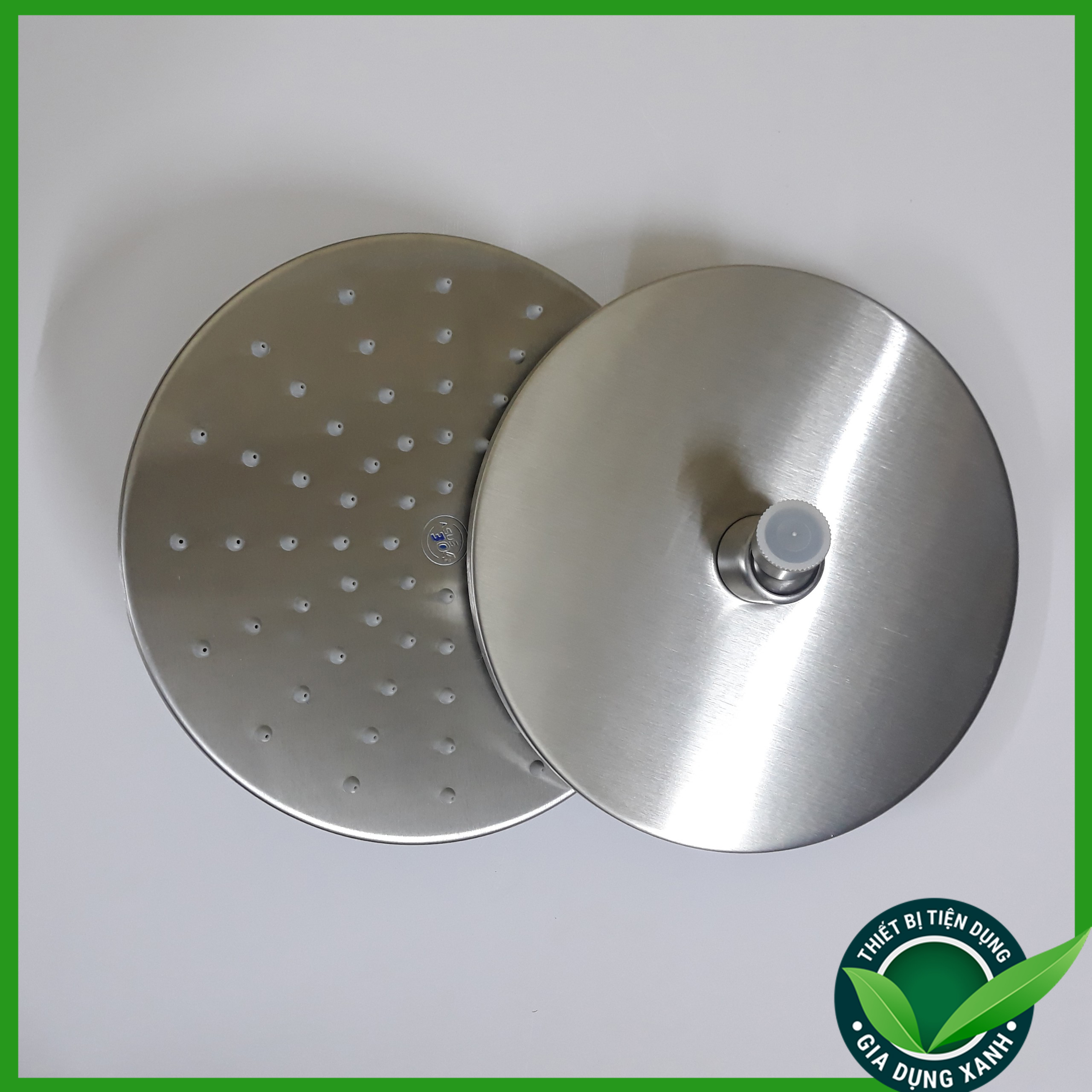 Bát sen tắm đứng inox 304 đường kính 20cm trắng mờ cổ xoay linh hoạt cao cấp dùng cho bộ sen tắm đứng