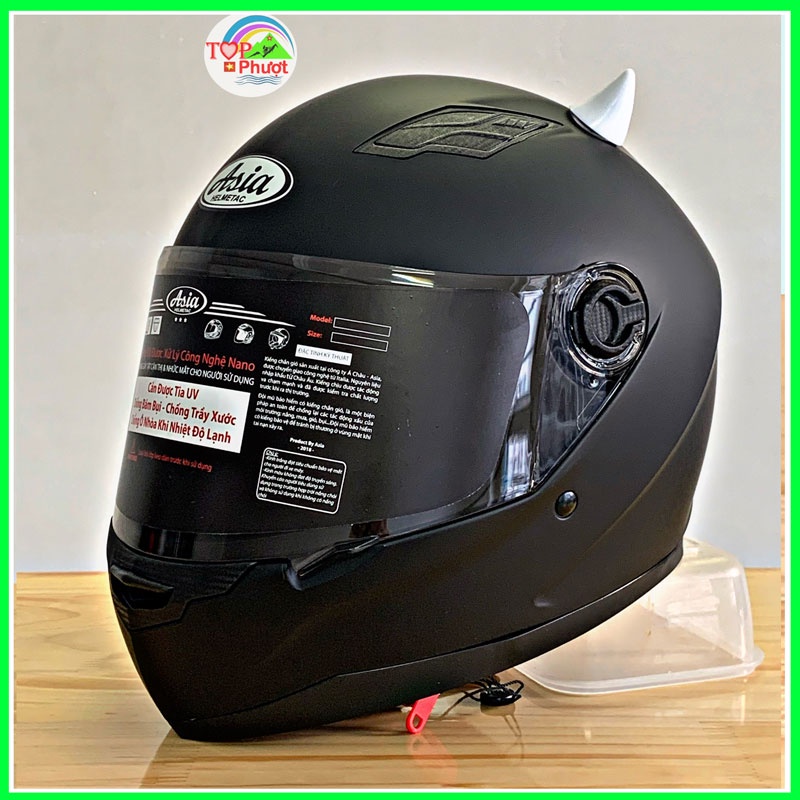 Mũ bảo hiểm fullface asia mt136 đen nhám - bảo hành 12 tháng