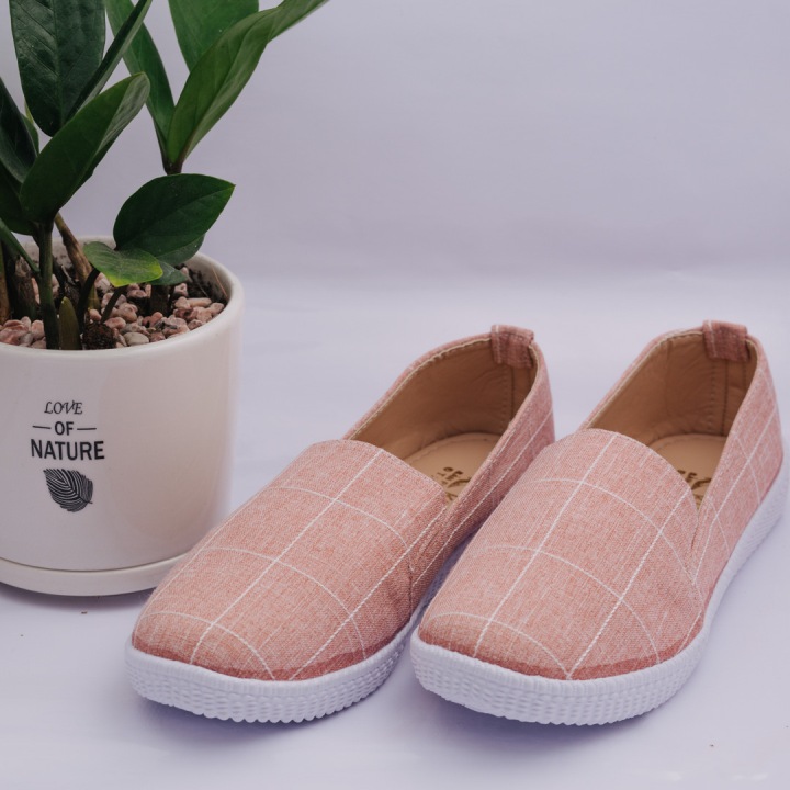 [HCM]GIÀY LƯỜI NỮ Ô VUÔNG MÀU HỒNG