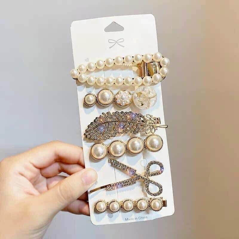 Set 6 kẹp tóc đính đá Hàn Quốc cao cấp