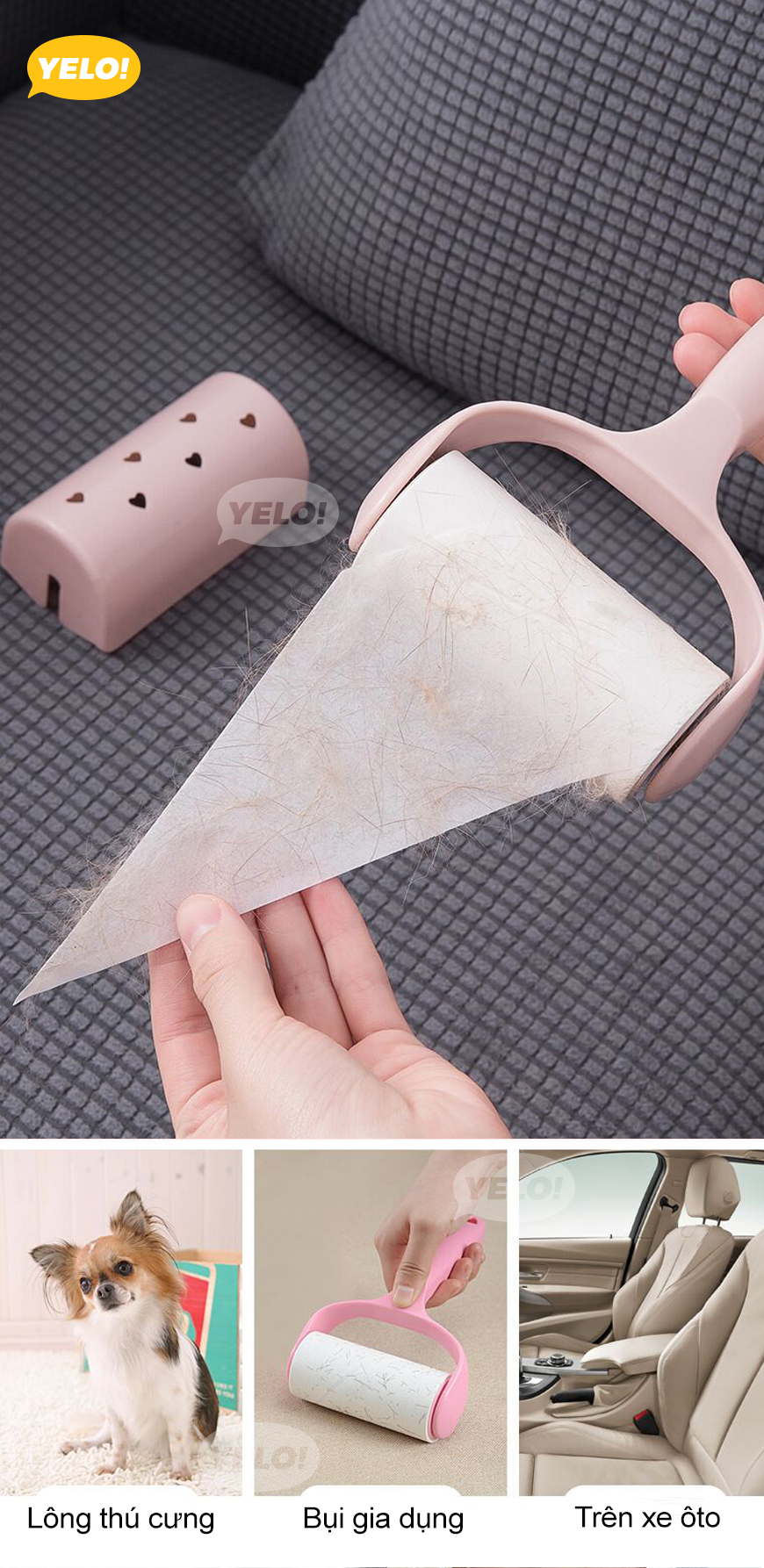 CON LĂN BỤI QUẦN ÁO TẶNG KÈM 2 CUỘN LĂN
