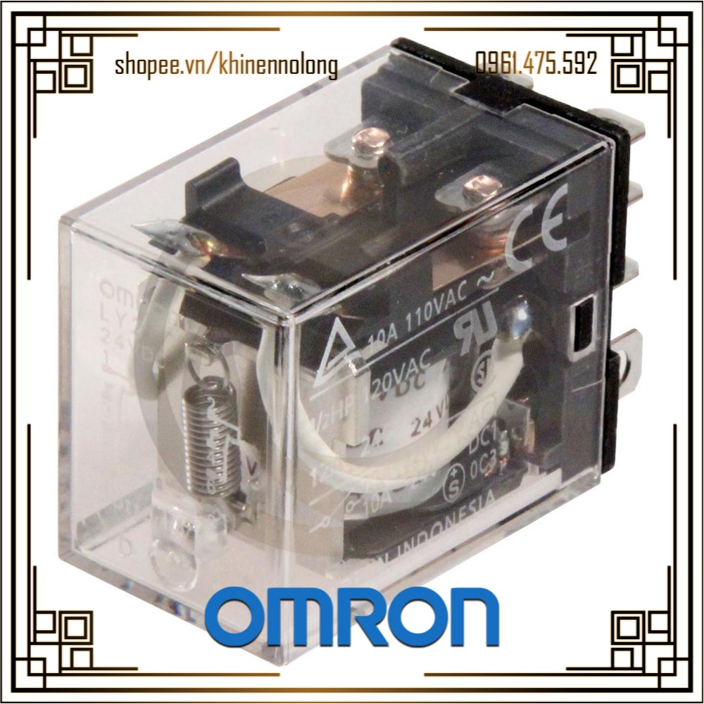Rơ le trung gian 8 chân dẹt to omron ly2n 12v / 24v / 110v / 240v + đế ptf08a