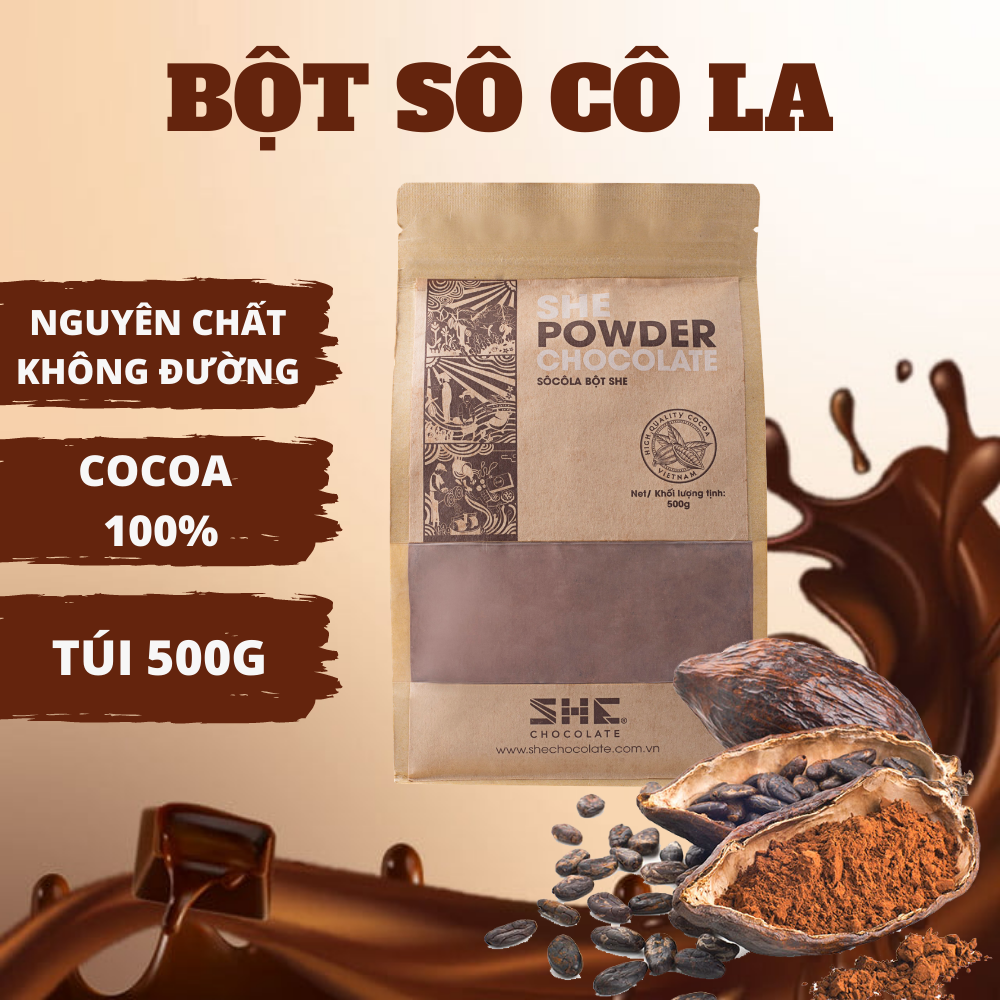 Bột Socola Nguyên Chất 100% SHE Chocolate - Túi 500g