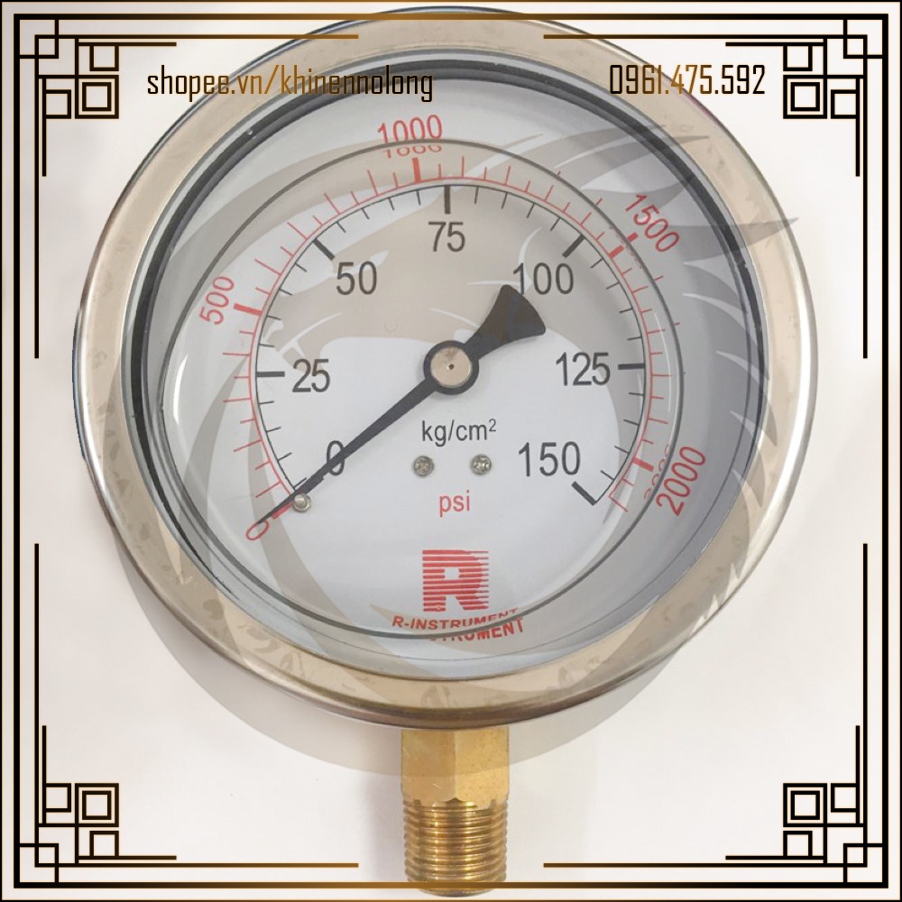 Đồng hồ dầu đo áp suất r-instrument phi 63 1 - 1000 kg