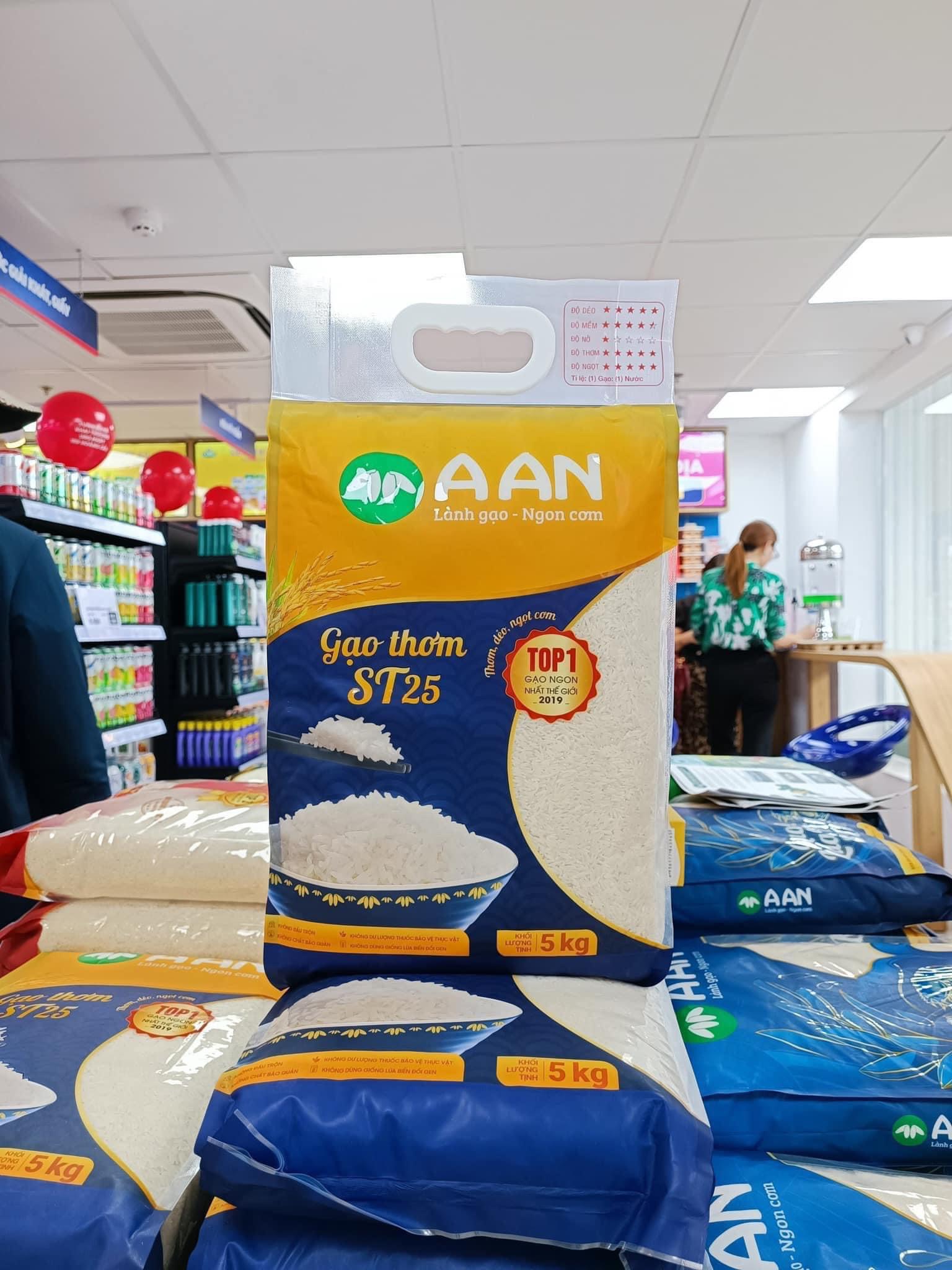 Gạo thơm ST25 A AN - Đạt chuẩn quốc tế, thơm dẻo ngọt cơm (túi 5kg)