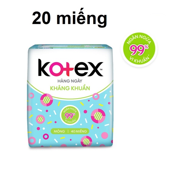 Băng vệ sinh Kotex hàng ngày Kháng Khuẩn  (20 miếng/01 gói) hương tự nhiên