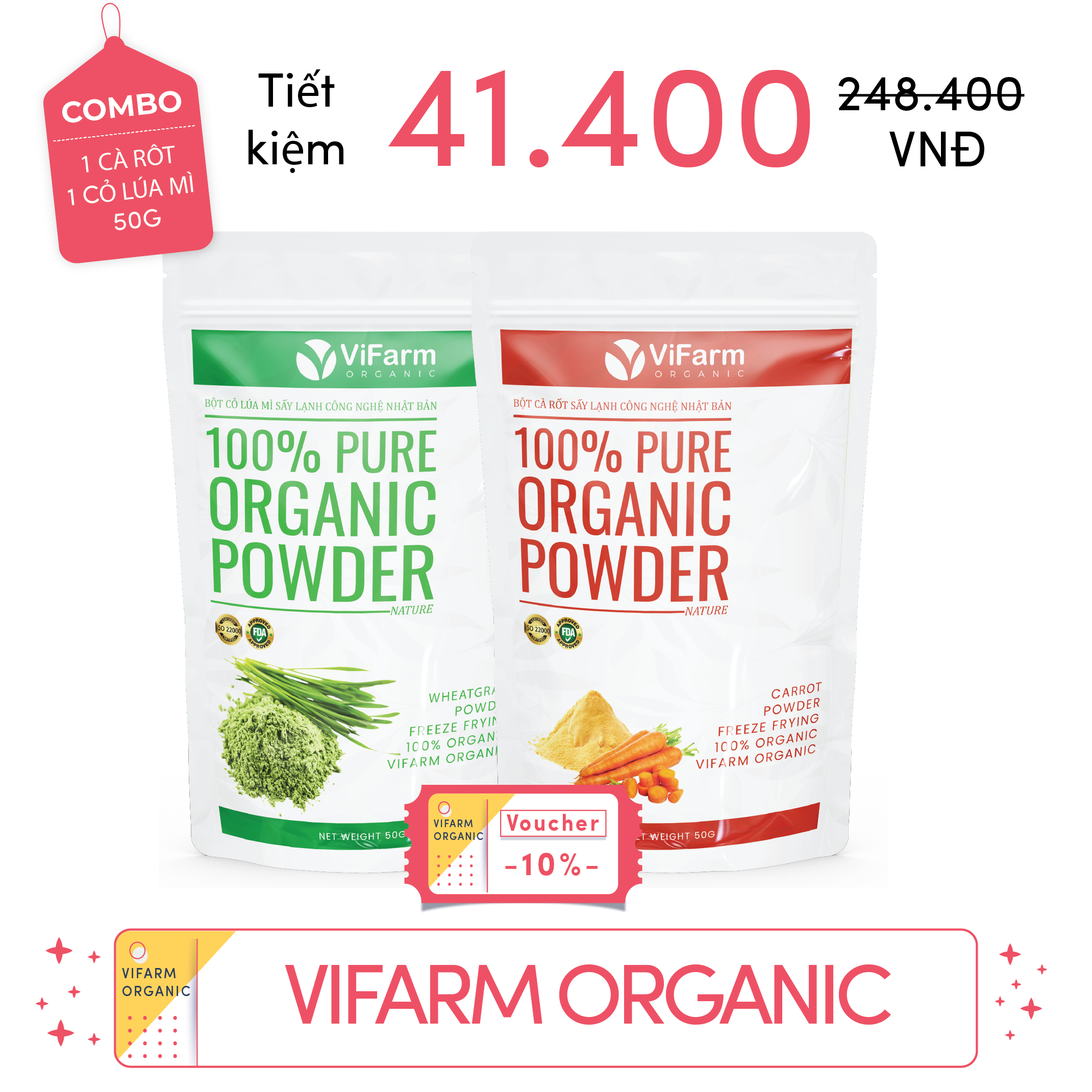 Bột Cà Rốt Nguyên Chất ViFarm 50g