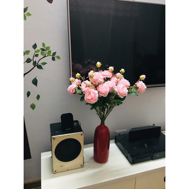 Hoa lụa Cành hoa trà cao cấp 3 bông độ dài 62cm