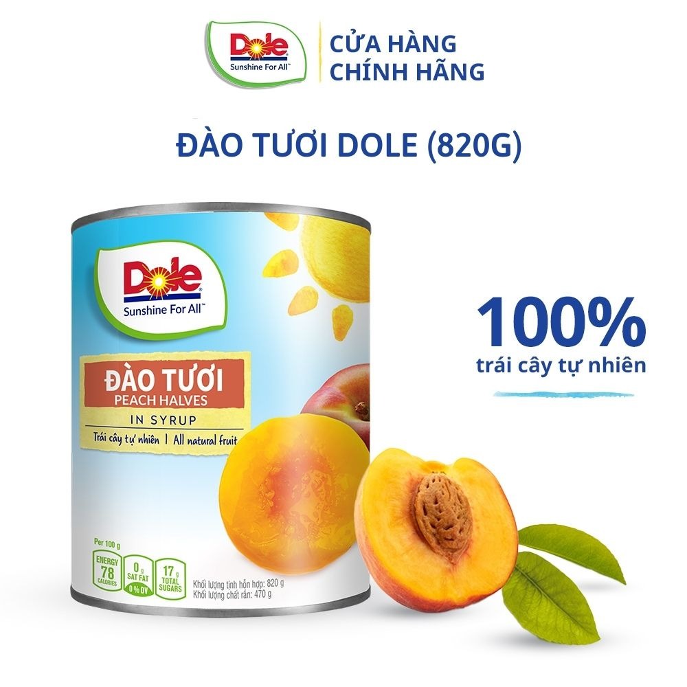 [MUA 2 GIẢM 9%][VOUCHER 50K ĐƠN 209K]Đào Tươi Dole 820g