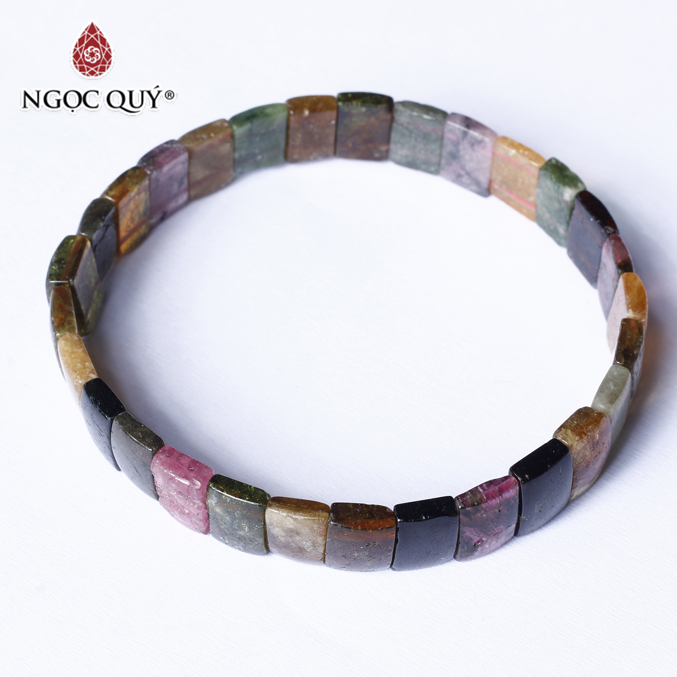 Vòng đá tourmaline đa sắc dạng bản thô - Ngọc Qúy Gemstones