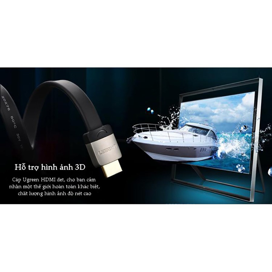 Cáp HDMI dẹt Ugreen 10263 dài 5M Ugreen hỗ trợ 3D 4K  - HapuStore