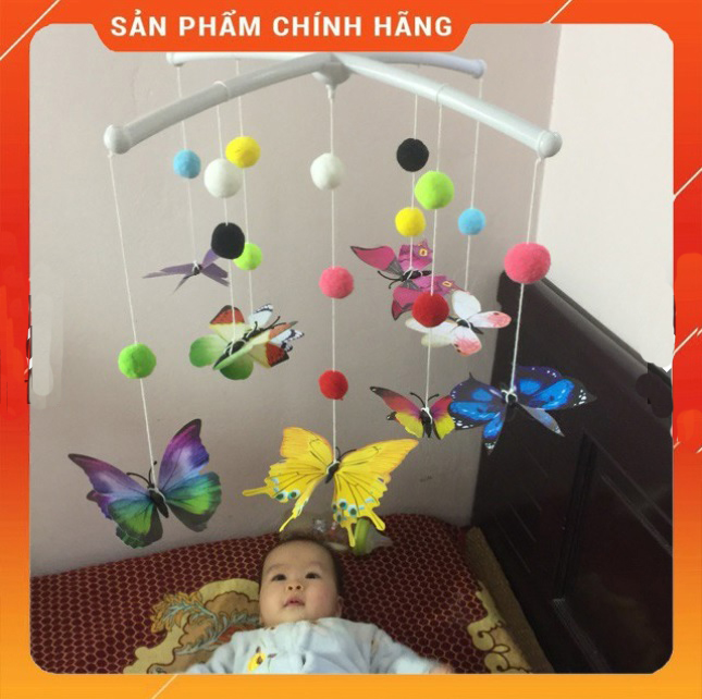 Đồ chơi treo nôi cho bé bướm 3D kích thích thị giác trẻ 0 - 6 tháng tuổi, kích thước chuẩn Montesori