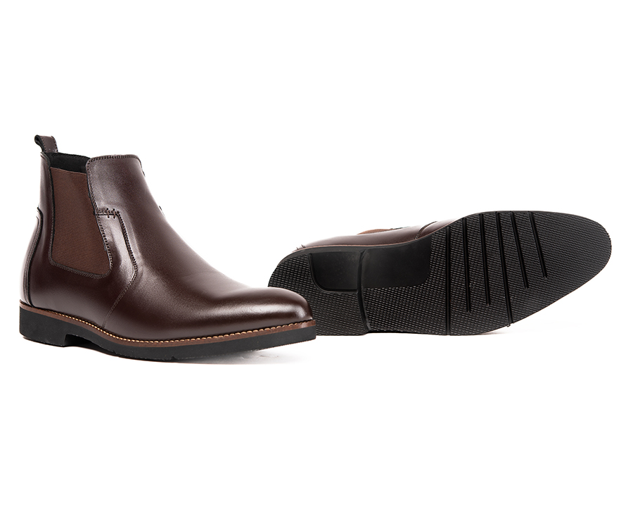 [7CM] Giày Chelsses Boots nam T&TRA S1077 Nâu Tối - Nhẹ Như Dép