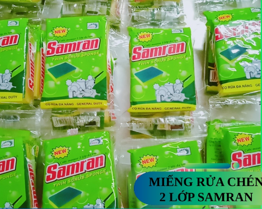 Miếng Rửa Chén Bát Nhà Bếp 2 Lớp Vàng Xanh SAMRAN