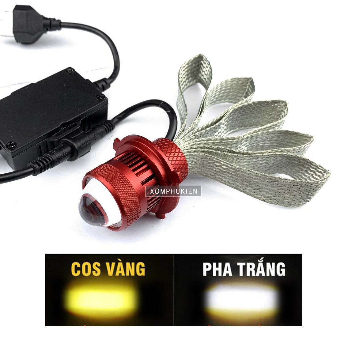 [HCM]Đèn Pha Bi Cầu Ruby Cos Vàng  Pha Trắng [ 1 Chiếc ]