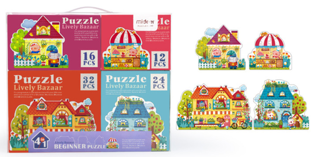 BỘ XẾP HÌNH 4 IN 1 PUZZLE - MIDEER