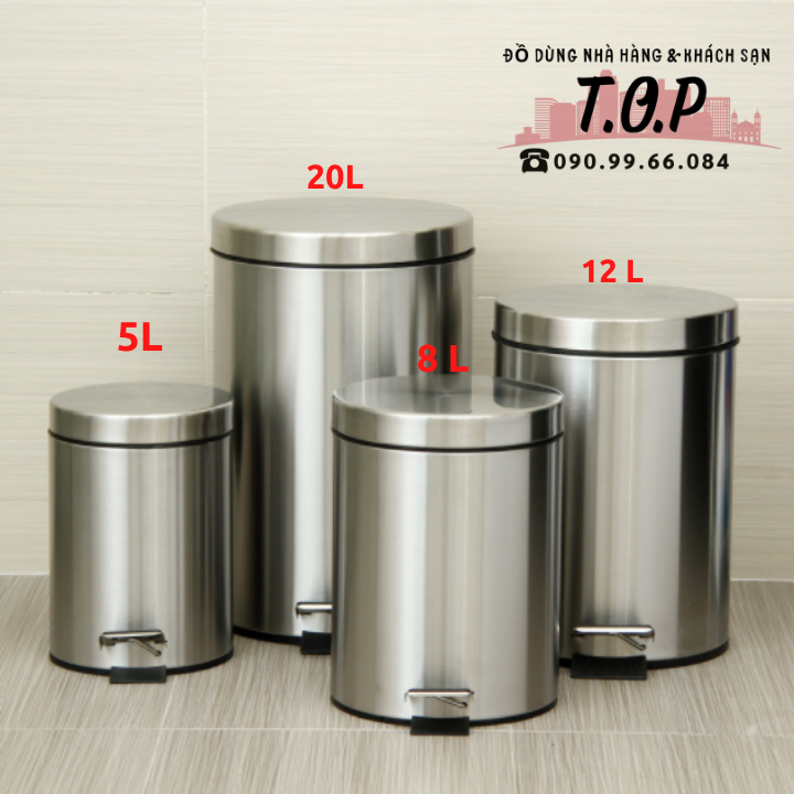 Thùng rác đạp chân Inox 12L (25 x 39.5cm)
