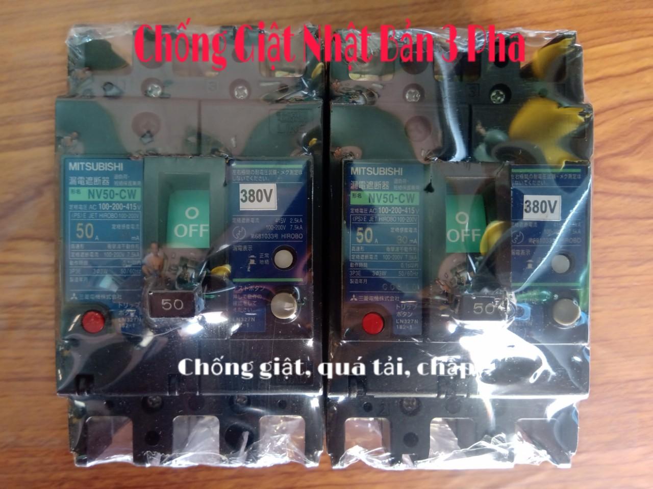 ÁT CHỐNG GIẬT 3 PHA 50A NHẬT-APTOMAT NHẬT BẢN