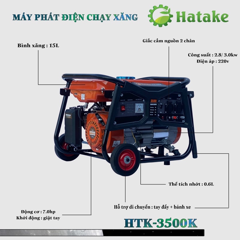 Máy phát điện chạy xăng Hatake ( HTK-3500K-D & HTK-3500K )