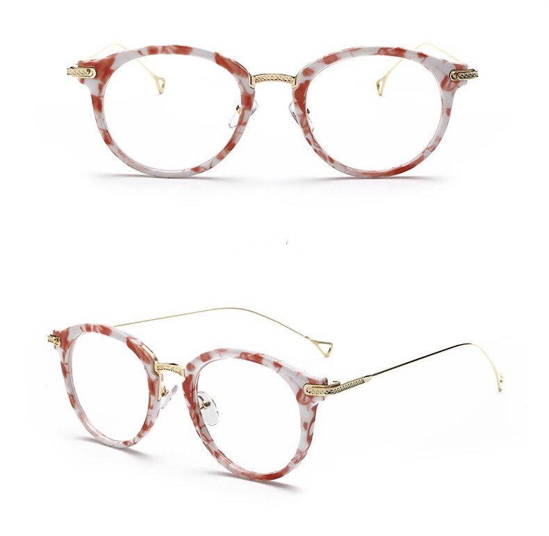 Mắt Kính Gọng Cận RETRO Chân Tam Giác 558 Hồng Sữa Siêu Đẹp