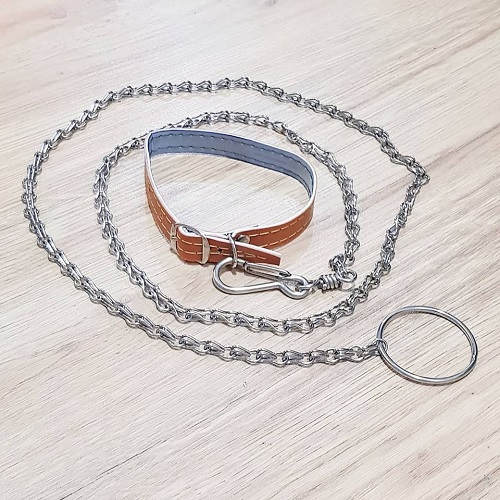 Bộ Dây Xích Đan Kép Inox 304 Dài 1,28 m và Dây Nịch Cổ Thú Nhỏ, Dài 31cm Nhỏ Gọn Dễ Sử Dụng