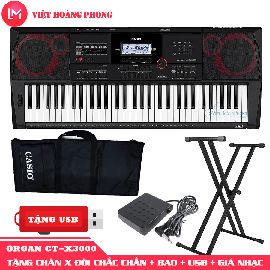 Trả góp 0% Đàn Organ Casio CT-X3000 kèm + CHÂN X ĐÔI + Pedal + USB + Giá