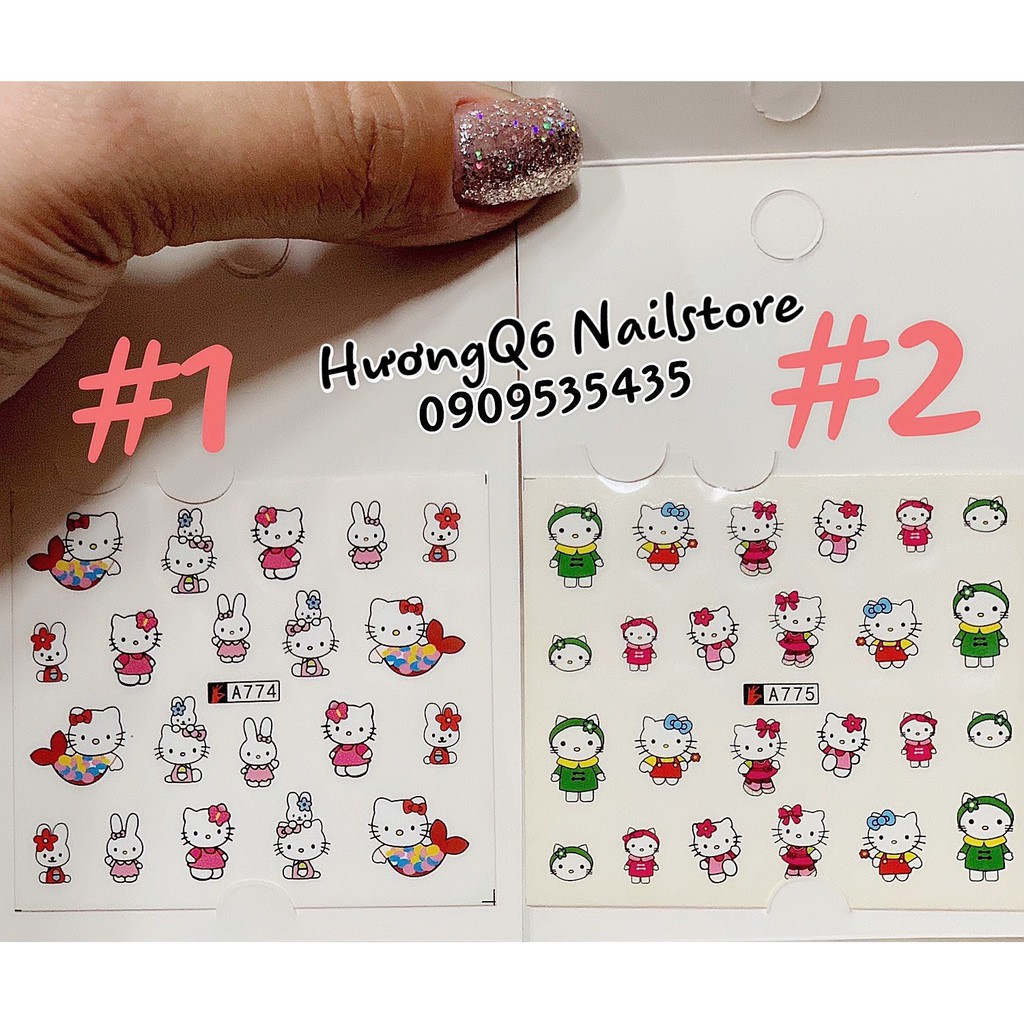 Miếng Dán Móng Tay Nails Sticker Hình Hello Kitty