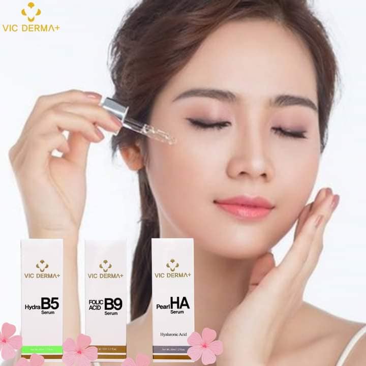 Serum vic derma+ hydra b5, vic derma flolic acid +b9, vic derma pearl +ha cấp ẩm, phục hồi da 50ml