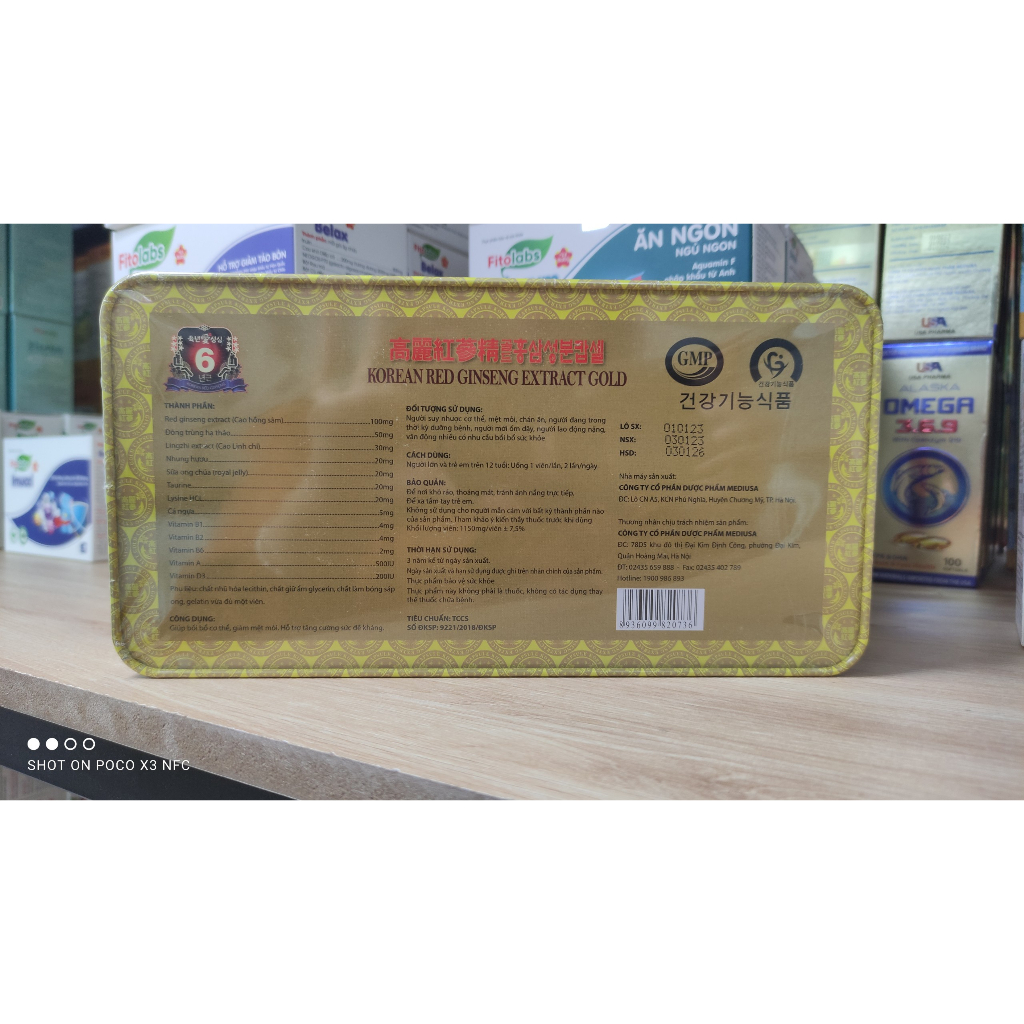 Sâm Korean Red Ginseng Extract Gold - Hộp 60 viên