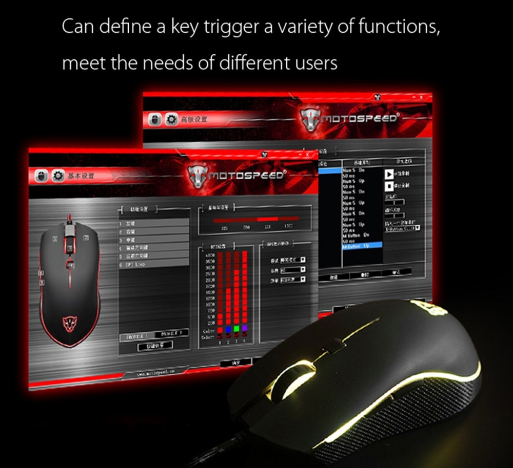 Motospeed V40 USB Wired Gaming Mouse 6 Button Optical with LED Backlit Display Pro Gamer For PC Laptop Desktop Computer Game