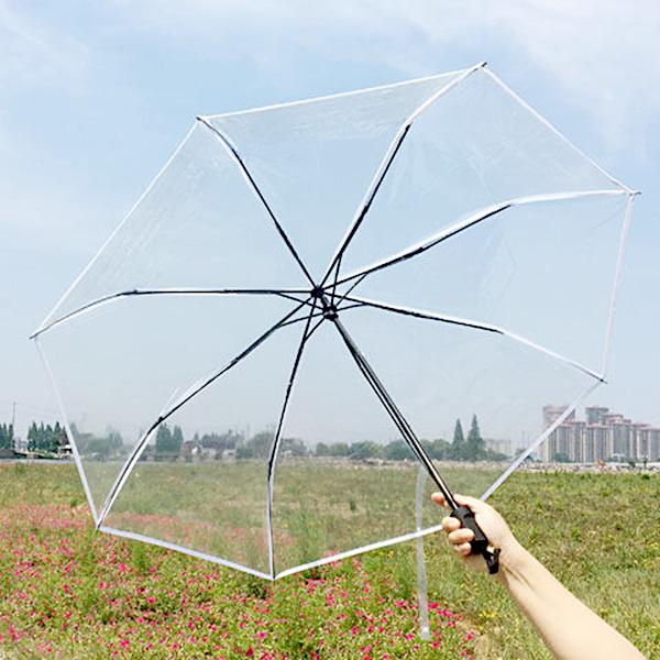 [HCM]Dù gấp trong suốt siêu gọn (Viền Màu Trắng)