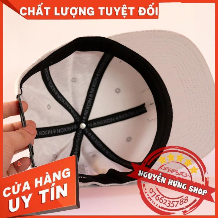 Nón snapback - nón hiphop trơn xám bạc logo NIXON vuông