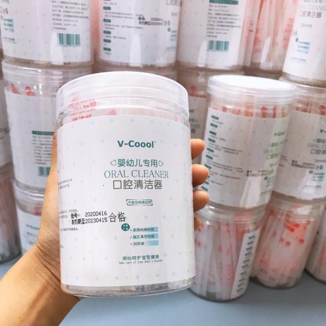 Que Rơ Lưỡi 2 Đầu Cho Bé Sơ Sinh Vkool (1 đầu Rơ Lưỡi 1 Đầu Tăm Bông)