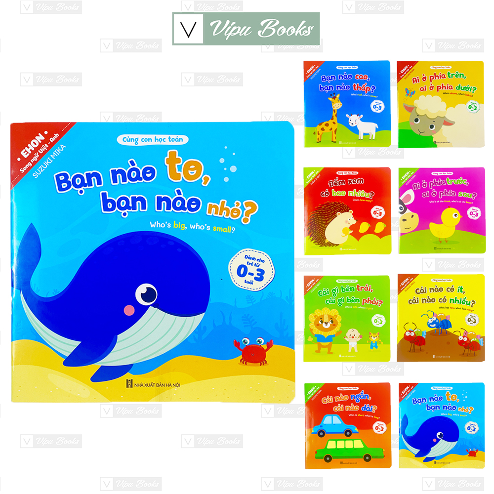 Sách - Combo 8 Cuốn EHON Toán Học Đầu Đời Cho Bé 0-3 Tuổi - Cùng Con Học Toán - Song Ngữ Anh Việt.