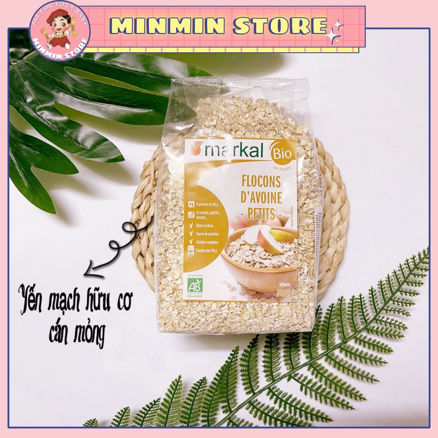 YẾN MẠCH HỮU CƠ CÁN MỎNG MARKAL 500G