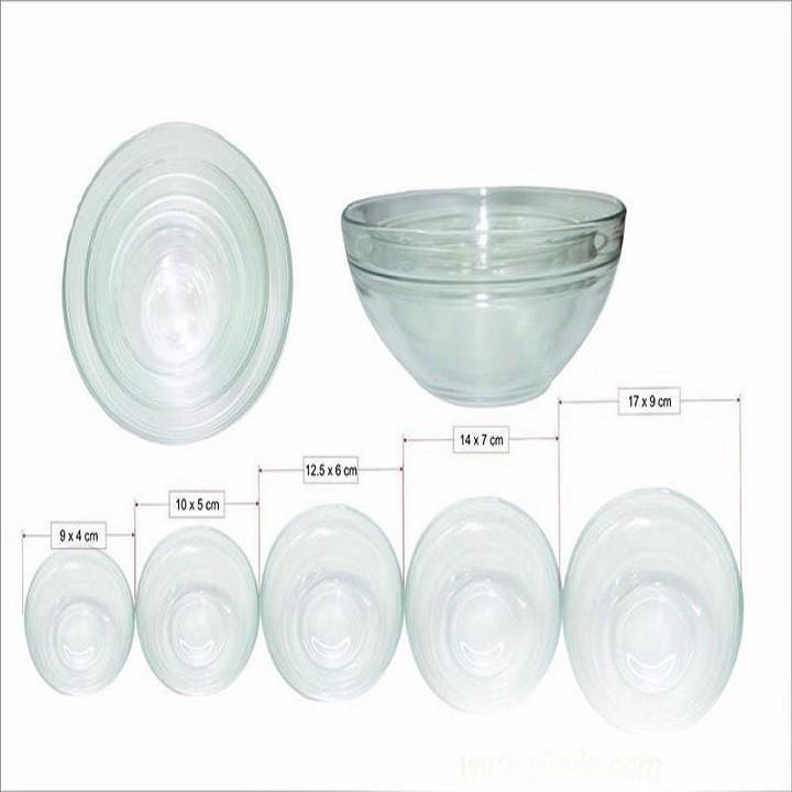 Bộ 5 bát thuỷ tinh có nắp đậy
