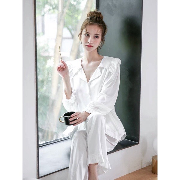 Bộ ngủ lụa dài tay cao cấp Eleni ( DT03) ⚡️FREE SHIP⚡️