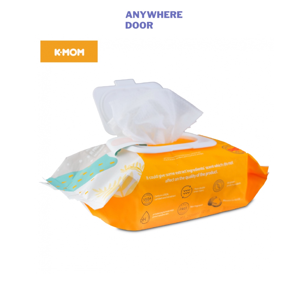 Khăn ướt Kmom VÂN NỔI, CÓ NẮP Hàn Quốc cao cấp cho bé (100c)