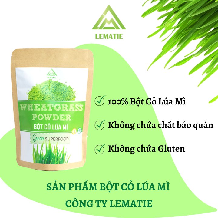 Combo 02 Túi Bột Cỏ Lúa Mì Lematie (Túi Zip 100g)