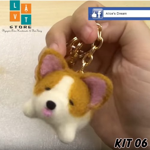 [HCM][Có hướng dẫn] KIT LEN CHỌC - NEEDLE FELTING Shiba Béo (làm được móc chìa khóa)