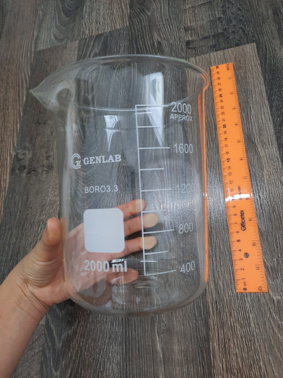 CỐC ĐỐT 2000ml thủy tinh chia vạch chịu nhiệt/Beaker 2000ml