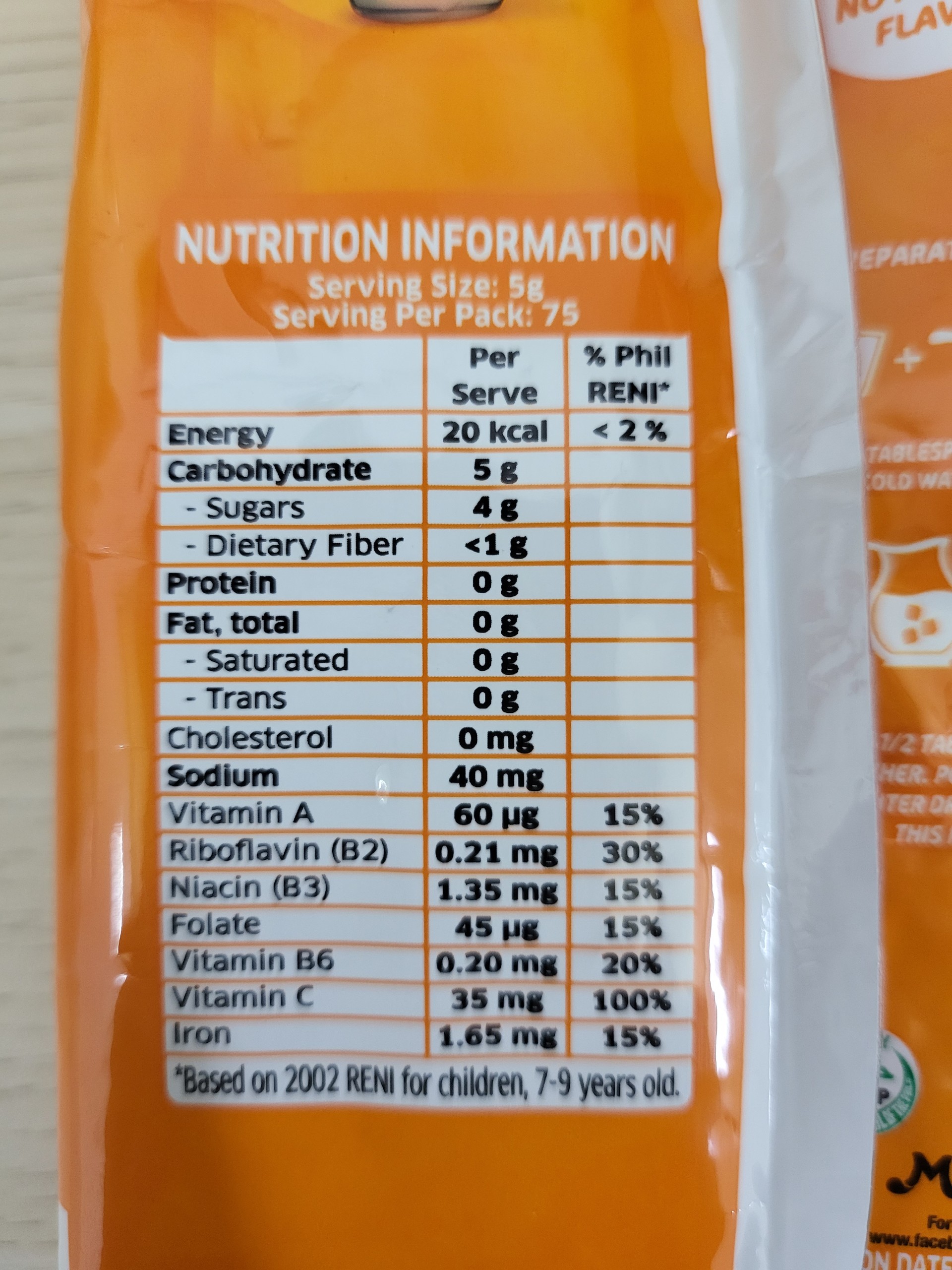 TANG (gói CAM 375g) BỘT CAM HÒA TAN Mondelez Orange Powder (HALAL)