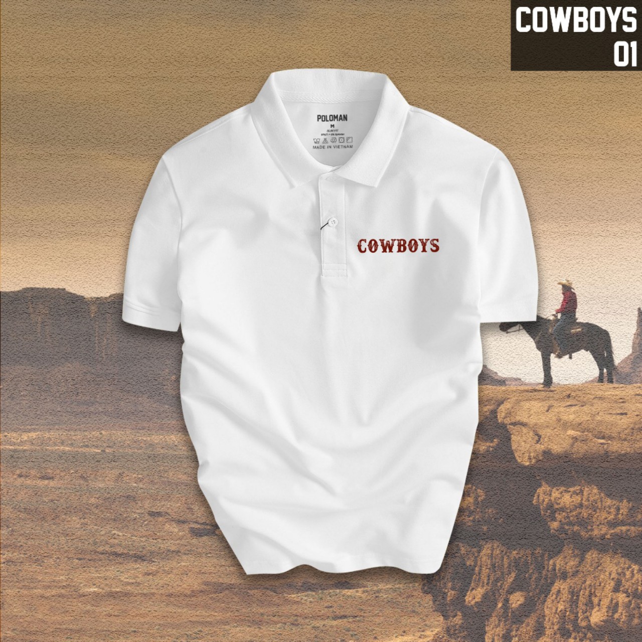 Áo thun cổ trụ cổ bâu COWBOYS(VẢI DA CÁ) - AOTHUNSN