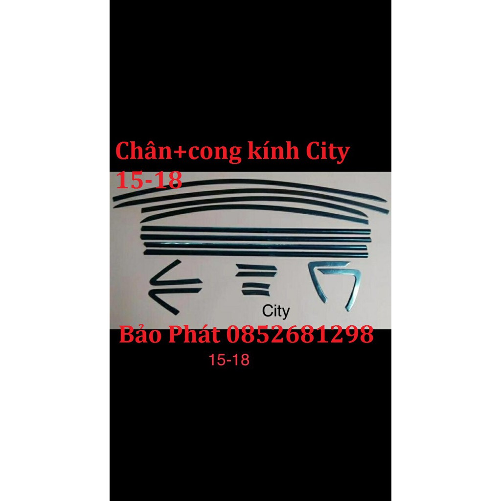 Bộ ốp nẹp viền chân kính và cong kính của xe Honda City 2015-2020