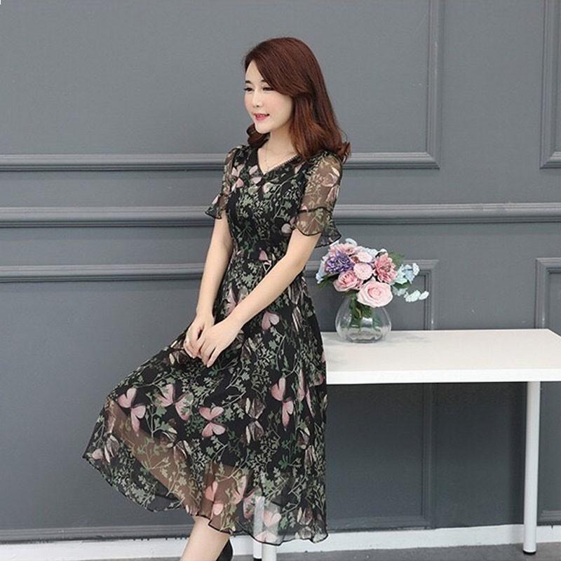 [HCM]Đầm Xòe Voan Hoa 3D Tay Loe Cao Cấp - TP1794