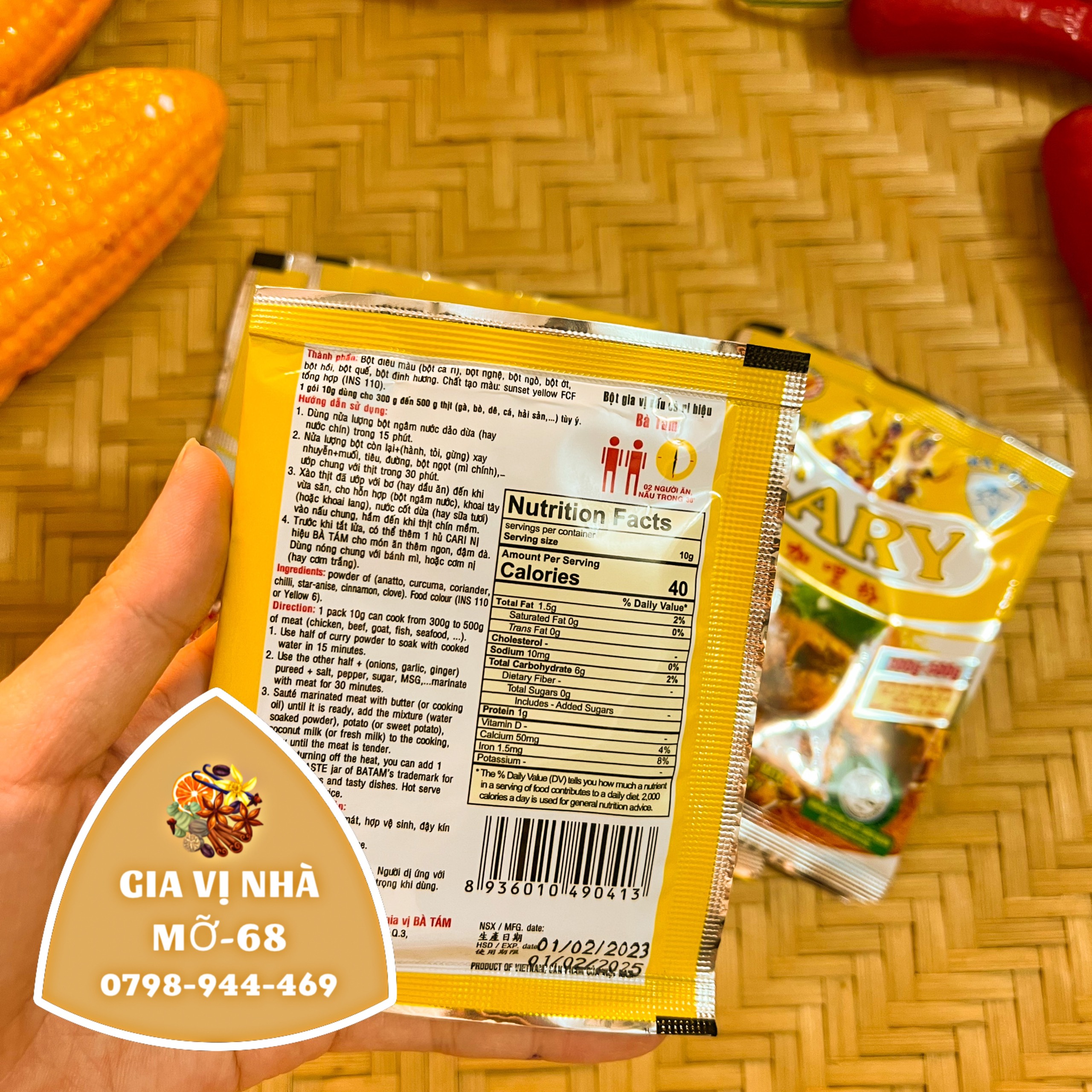 BỘT GIA VỊ CÀ RY HIỆU BÀ TÁM - GÓI 10GR